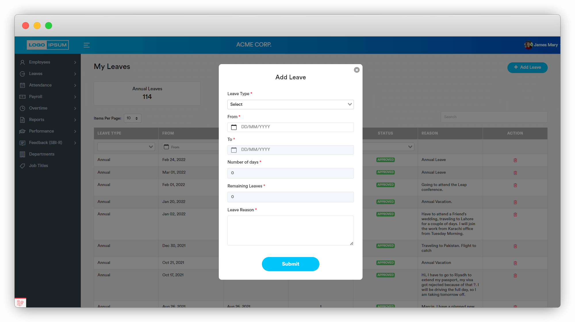 HRM Suite screen 8