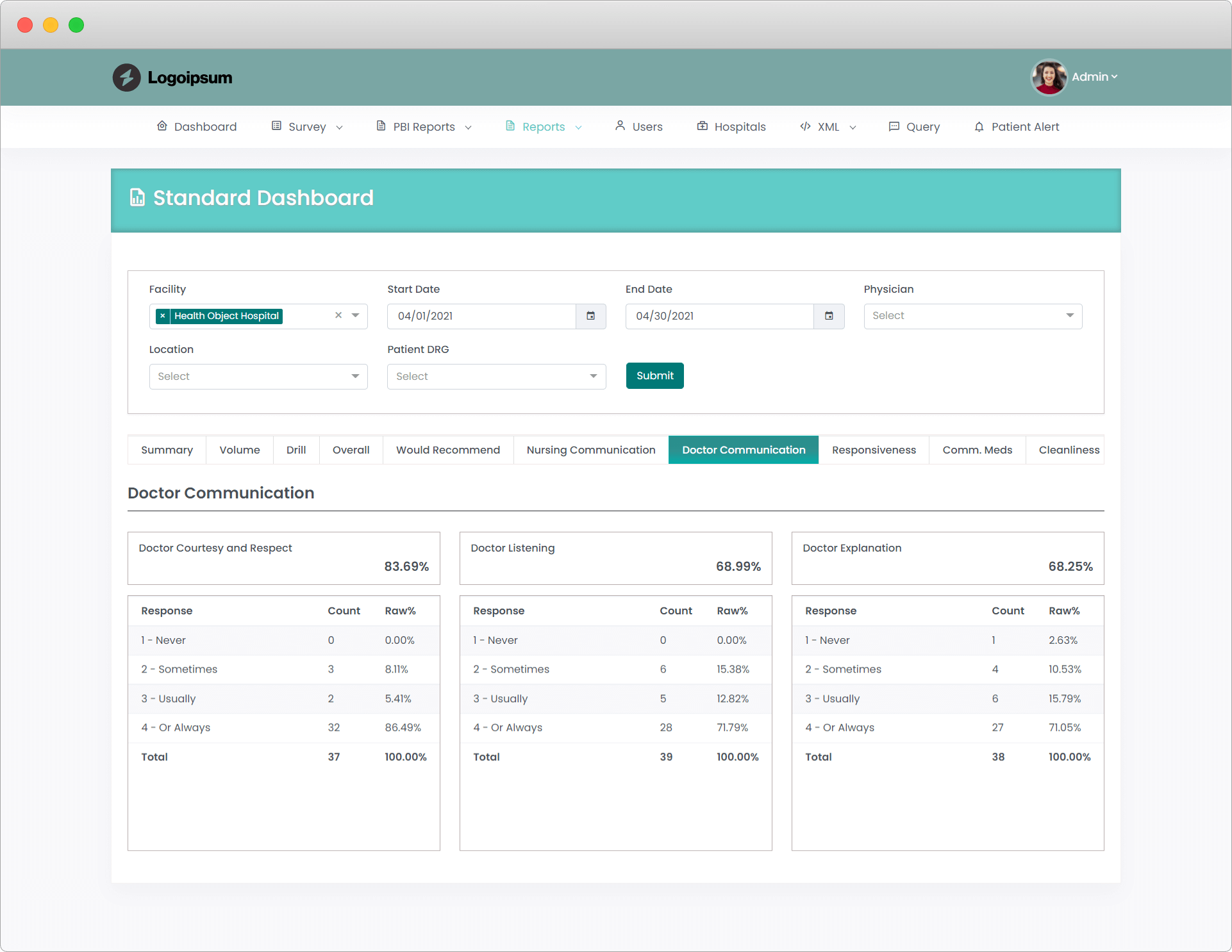 Patient Survey Platform screen 6
