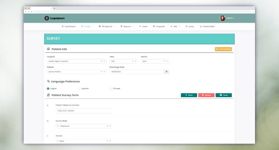 Patient Survey Platform preview